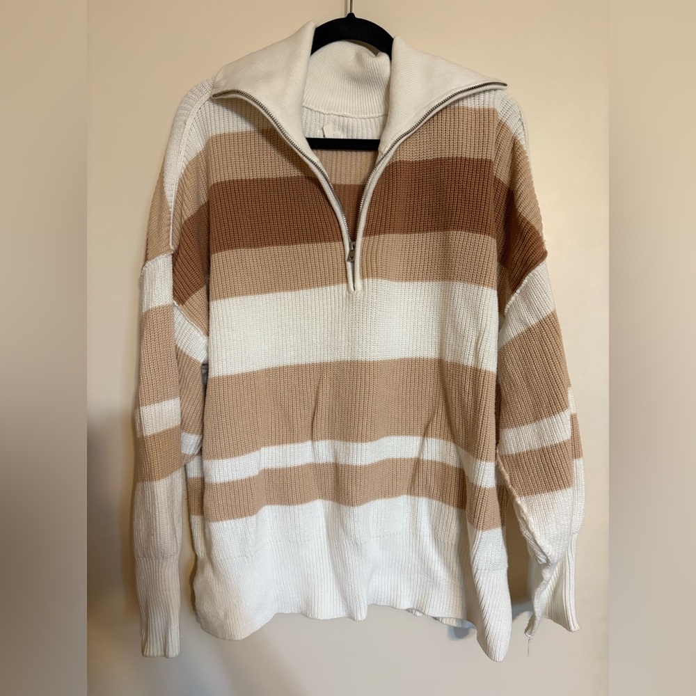 Aerie Beyond Quarter Zip Sweater Toasty Combo - Picture 2 of 4